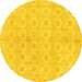 Round Abstract Yellow Modern Rug, abs1290yw