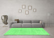 Machine Washable Abstract Emerald Green Modern Area Rugs in a Living Room,, wshabs1290emgrn