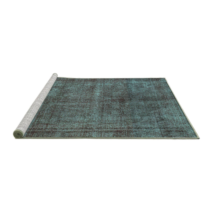 Sideview of Machine Washable Abstract Turquoise Modern Area Rugs, wshabs1291turq