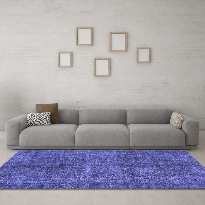 Machine Washable Abstract Blue Modern Rug in a Living Room, wshabs1291blu