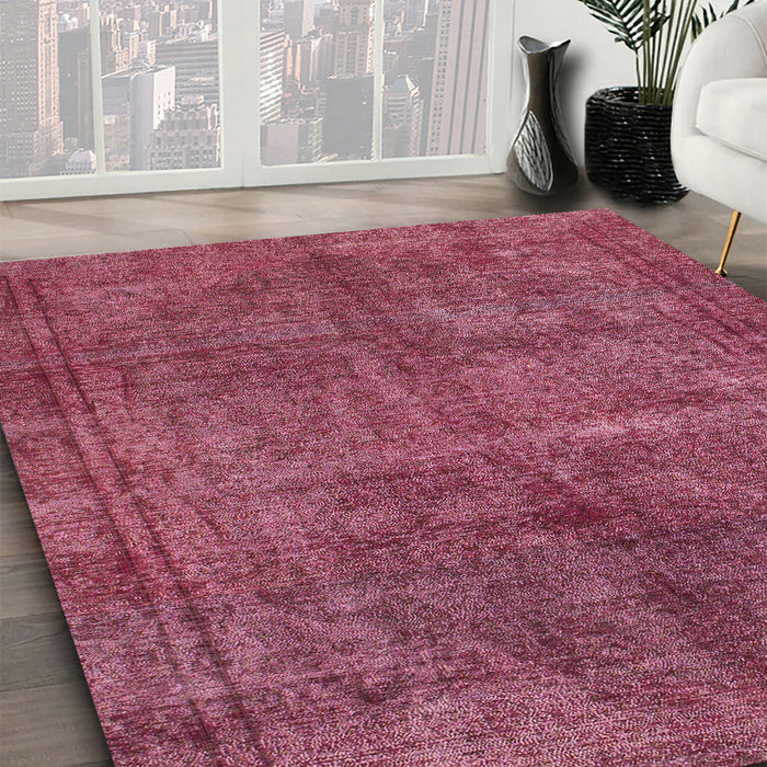 Machine Washable Abstract Dark Pink Rug in a Family Room, wshabs1291