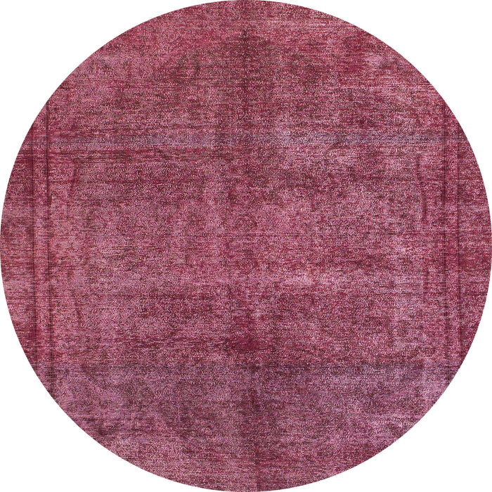 Round Abstract Dark Pink Modern Rug, abs1291
