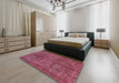 Machine Washable Abstract Dark Pink Rug in a Bedroom, wshabs1291