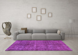 Machine Washable Abstract Purple Modern Area Rugs in a Living Room, wshabs1291pur