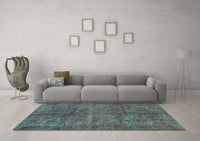 Machine Washable Abstract Turquoise Modern Rug, wshabs1291turq