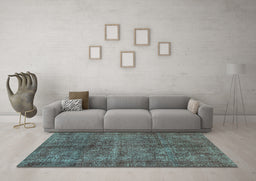 Machine Washable Abstract Turquoise Modern Area Rugs in a Living Room,, wshabs1291turq