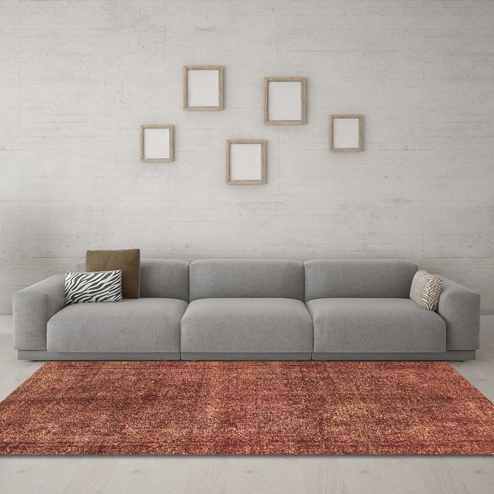 Machine Washable Abstract Brown Modern Rug in a Living Room,, wshabs1291brn