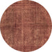 Round Abstract Brown Modern Rug, abs1291brn