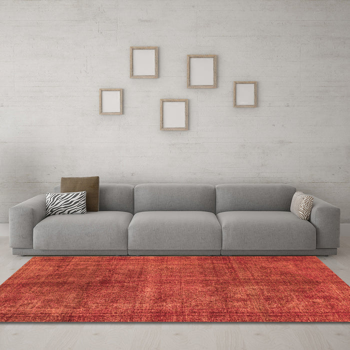 Machine Washable Abstract Orange Modern Area Rugs in a Living Room, wshabs1291org