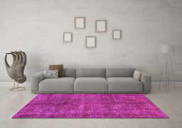 Machine Washable Abstract Pink Modern Rug in a Living Room, wshabs1291pnk