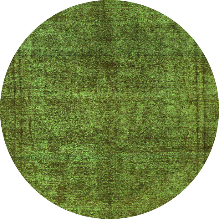 Round Machine Washable Abstract Green Modern Area Rugs, wshabs1291grn