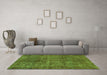 Machine Washable Abstract Green Modern Area Rugs in a Living Room,, wshabs1291grn