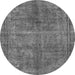 Round Machine Washable Abstract Gray Modern Rug, wshabs1291gry