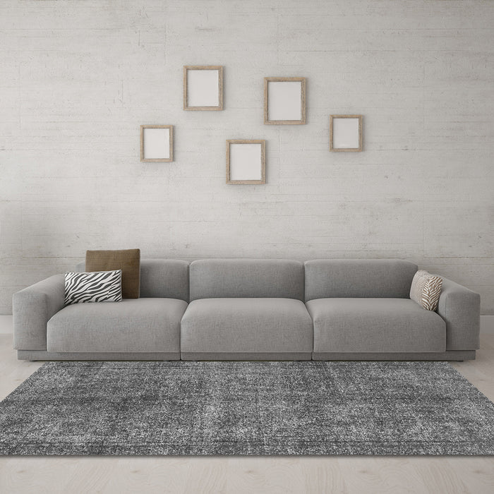 Machine Washable Abstract Gray Modern Rug in a Living Room,, wshabs1291gry