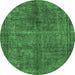 Round Abstract Emerald Green Modern Rug, abs1291emgrn