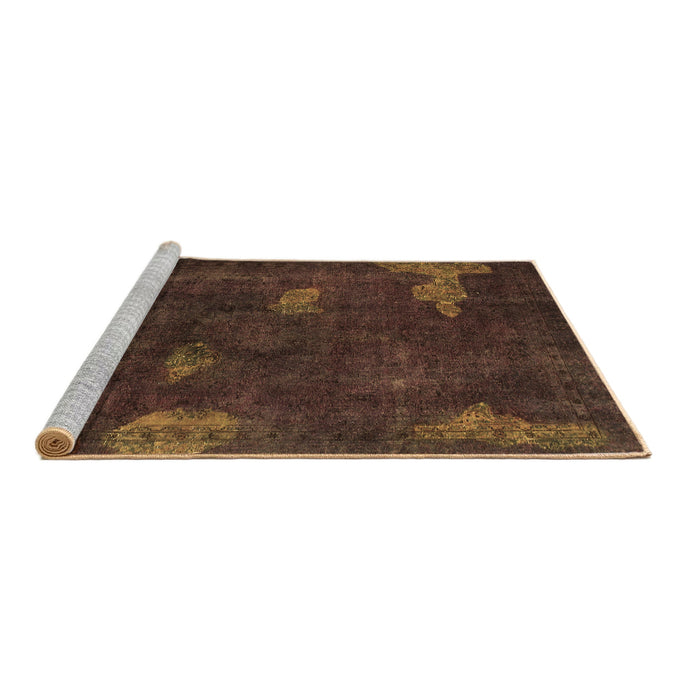 Sideview of Machine Washable Abstract Brown Modern Rug, wshabs1292brn