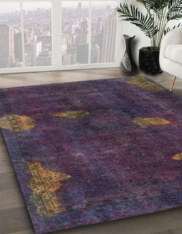 Abstract Purple Modern Rug in Family Room, abs1292