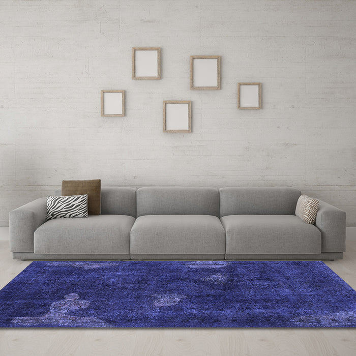 Machine Washable Abstract Blue Modern Rug in a Living Room, wshabs1292blu