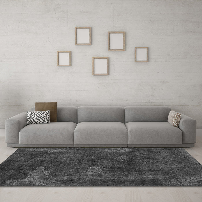 Machine Washable Abstract Gray Modern Rug in a Living Room,, wshabs1292gry