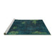 Sideview of Machine Washable Abstract Turquoise Modern Area Rugs, wshabs1292turq