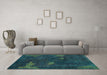 Machine Washable Abstract Turquoise Modern Area Rugs in a Living Room,, wshabs1292turq