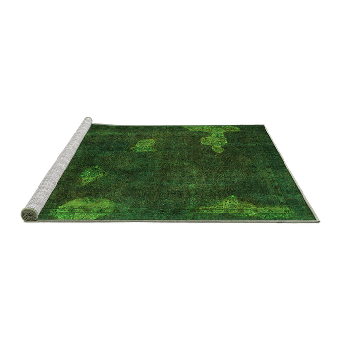 Sideview of Machine Washable Abstract Green Modern Area Rugs, wshabs1292grn