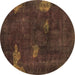 Round Abstract Brown Modern Rug, abs1292brn