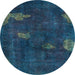 Round Abstract Light Blue Modern Rug, abs1292lblu