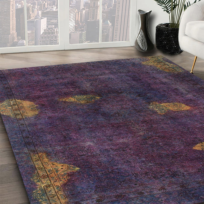 Abstract Purple Modern Rug in Family Room, abs1292