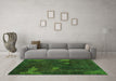 Machine Washable Abstract Green Modern Area Rugs in a Living Room,, wshabs1292grn