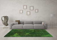 Machine Washable Abstract Green Modern Rug, wshabs1292grn