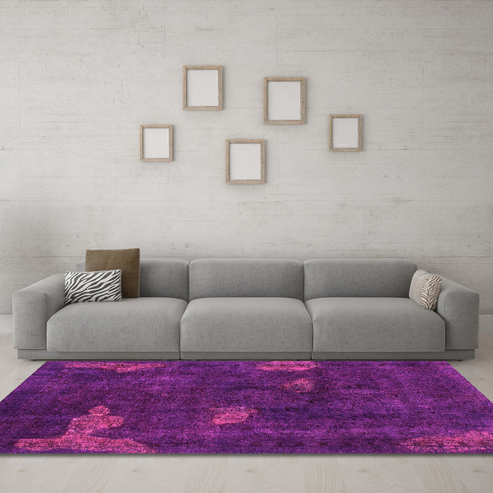 Machine Washable Abstract Pink Modern Rug in a Living Room, wshabs1292pnk