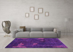 Machine Washable Abstract Purple Modern Area Rugs in a Living Room, wshabs1292pur