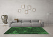 Machine Washable Abstract Emerald Green Modern Area Rugs in a Living Room,, wshabs1292emgrn