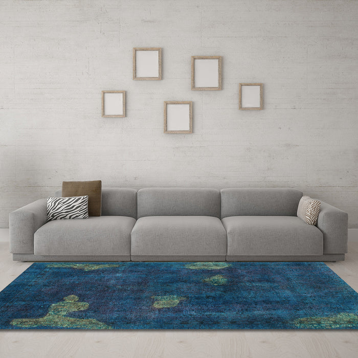Machine Washable Abstract Light Blue Modern Rug in a Living Room, wshabs1292lblu