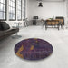 Round Abstract Purple Modern Rug in a Office, abs1292