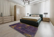 Abstract Purple Modern Rug in a Bedroom, abs1292