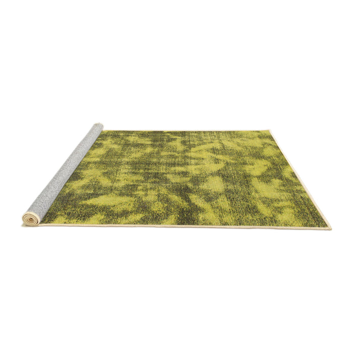 Sideview of Machine Washable Abstract Gen Brown Yellow Rug, wshabs1293