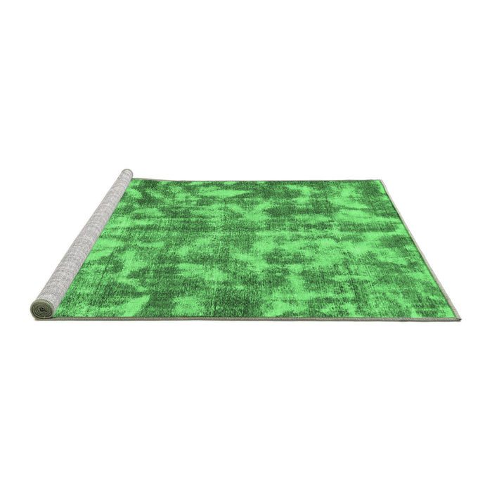 Sideview of Machine Washable Abstract Emerald Green Modern Area Rugs, wshabs1293emgrn