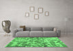 Machine Washable Abstract Emerald Green Modern Area Rugs in a Living Room,, wshabs1293emgrn