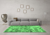 Machine Washable Abstract Emerald Green Modern Rug, wshabs1293emgrn