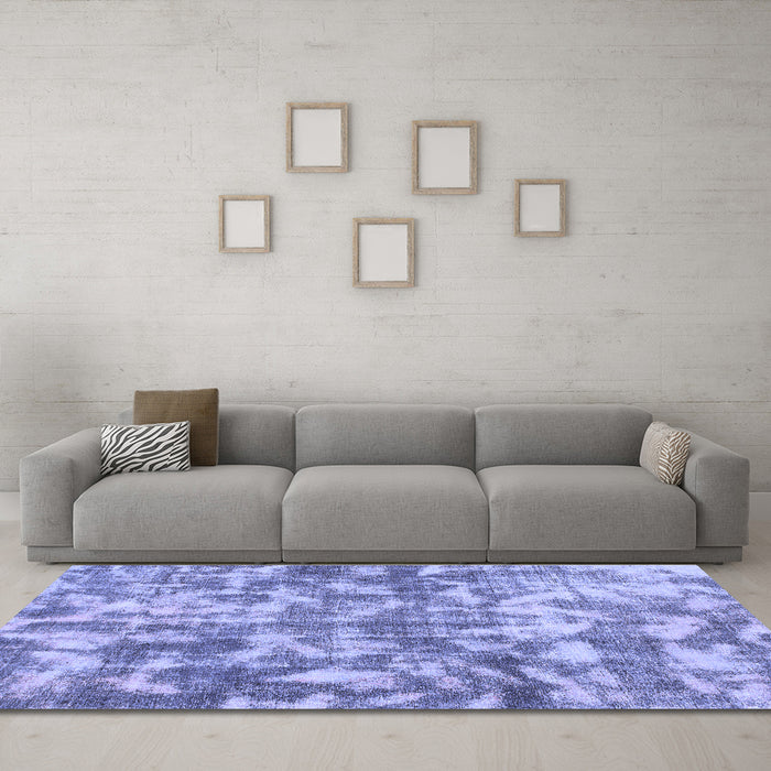 Machine Washable Abstract Blue Modern Rug in a Living Room, wshabs1293blu