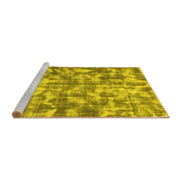 Sideview of Machine Washable Abstract Yellow Modern Rug, wshabs1293yw