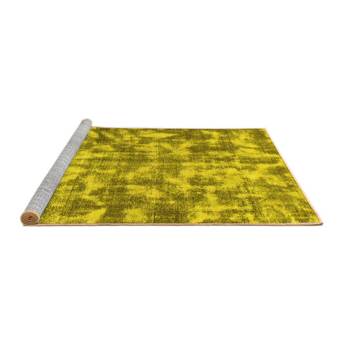 Sideview of Machine Washable Abstract Yellow Modern Rug, wshabs1293yw