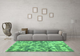 Machine Washable Abstract Turquoise Modern Area Rugs in a Living Room,, wshabs1293turq