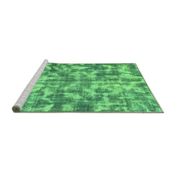 Sideview of Machine Washable Abstract Turquoise Modern Area Rugs, wshabs1293turq