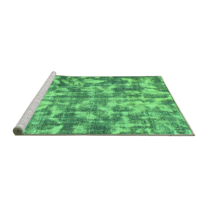 Sideview of Machine Washable Abstract Turquoise Modern Area Rugs, wshabs1293turq