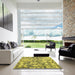 Square Abstract Golden Brown Yellow Modern Rug in a Living Room, abs1293