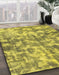 Abstract Golden Brown Yellow Modern Rug in Family Room, abs1293