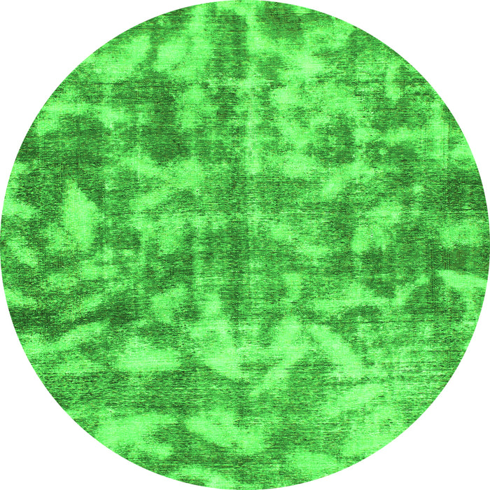 Round Machine Washable Abstract Green Modern Area Rugs, wshabs1293grn